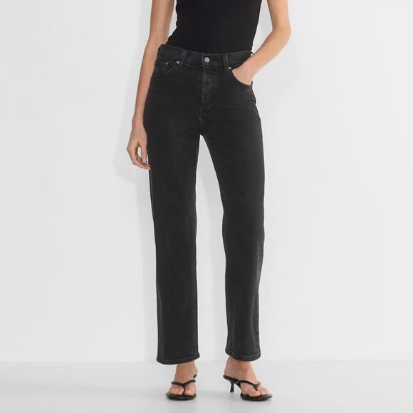 Aritzia Denim Forum The Arlo Hi-rise Straight Black Jeans Sz 24 - Picture 1 of 9